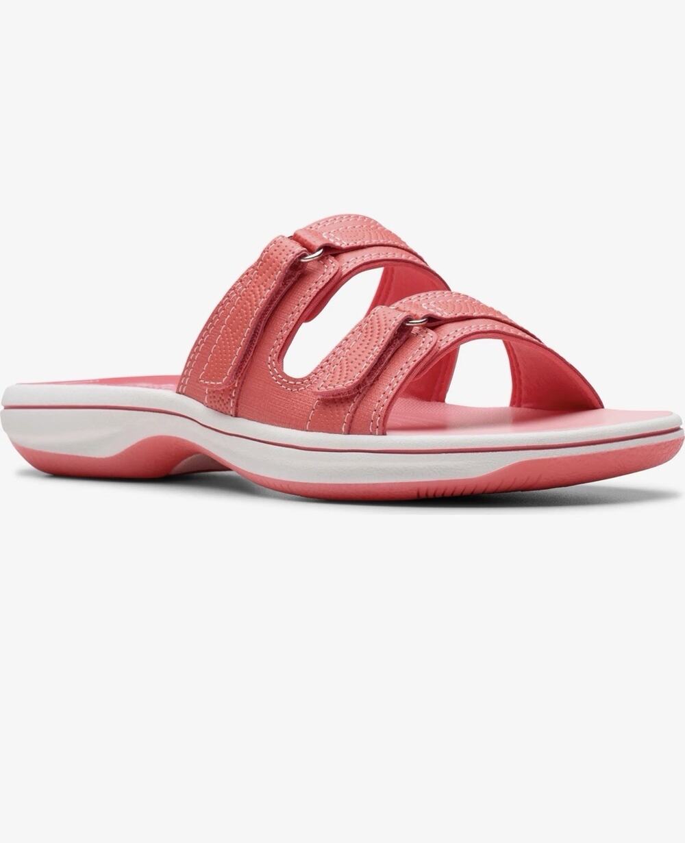 Clarks Breeze Piper Slide Sandal Coral Women’s Sz 7 M New